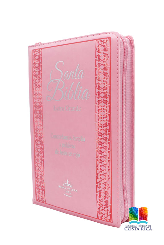Biblia Reina Valera Letra Grande Zíper Rosa - Imagen 2