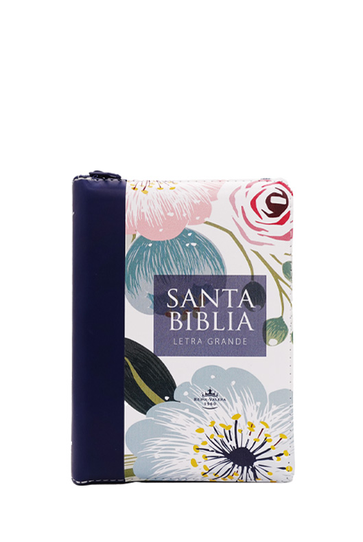 Biblia Bolsillo Letra Grande Azul-Flores - Imagen 2