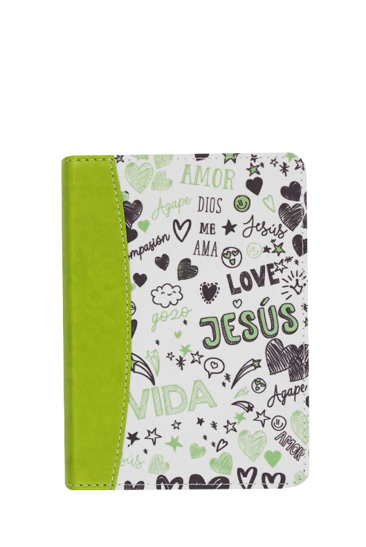 Biblia RVR1960 Palabras de Vida Amor Verde  Imitación Piel Índice