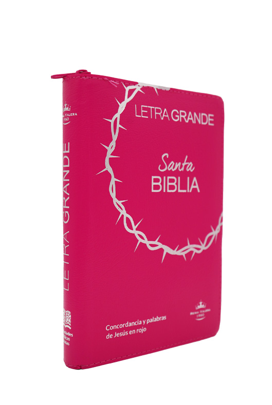 Biblia Letra Grande Rosa con Zíper detalles Planteado