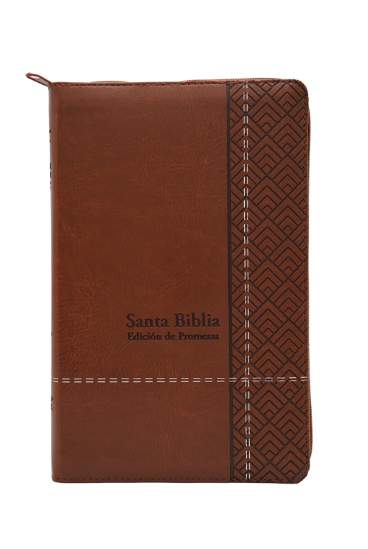 Biblia Tamaño Manual Color Café de Promesas Índice con Zíper
