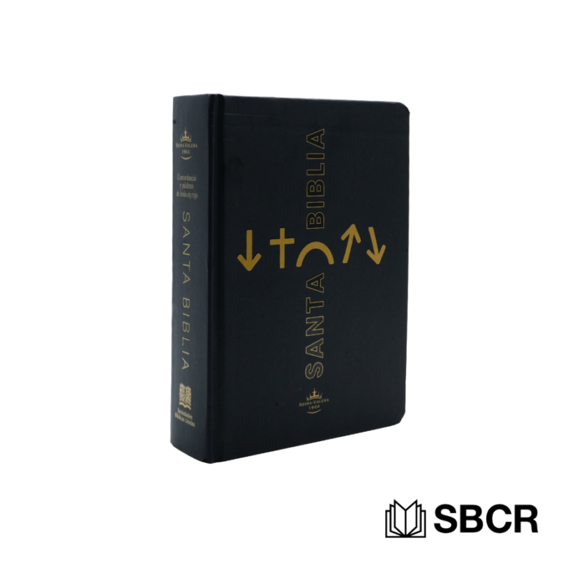 Biblia Reina Valera 1960 en tapa dura color negro con diseño de plan de salvación