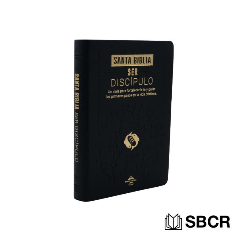 Biblia Reina Valera 1960 en imitación piel con temática ser discípulo en color negro e indice