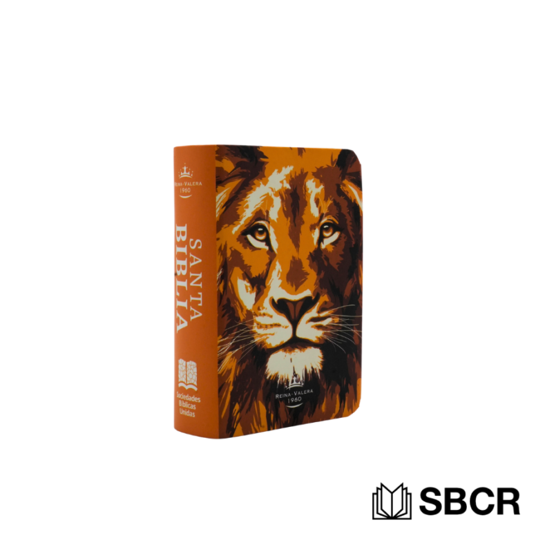 Mini biblia Reina Valera 1960 con Diseño de León dorado en Tapa vinil