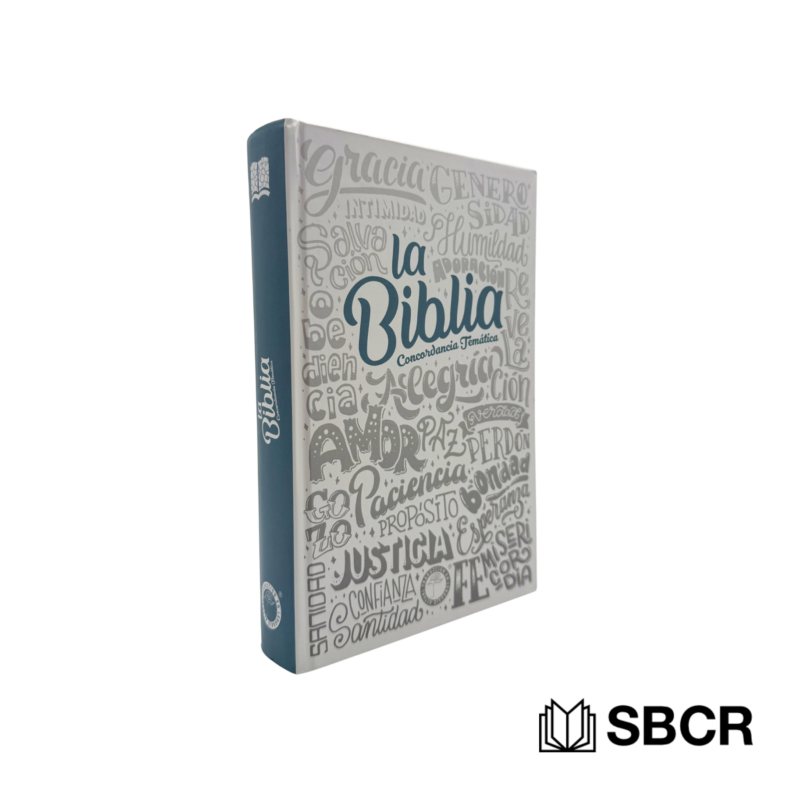 Biblia tapa dura color blanco con frases en Traducción Lenguaje Actual