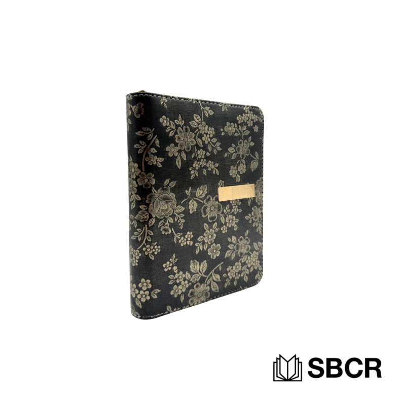 Biblia Reina Valera 1960 con cremallera color plateado floral