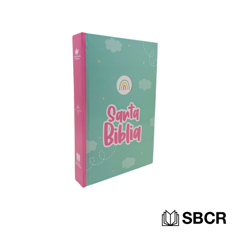 Biblia Reina Valera 1960 Tapa dura verde con arcoiris rosado