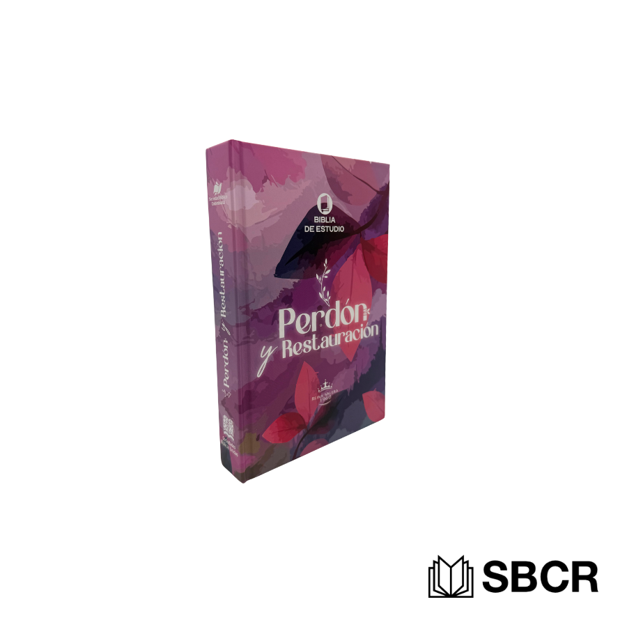 Biblia de Estudio Reina Valera 1960 Perdón y Restauración con flores rosadas y moradas