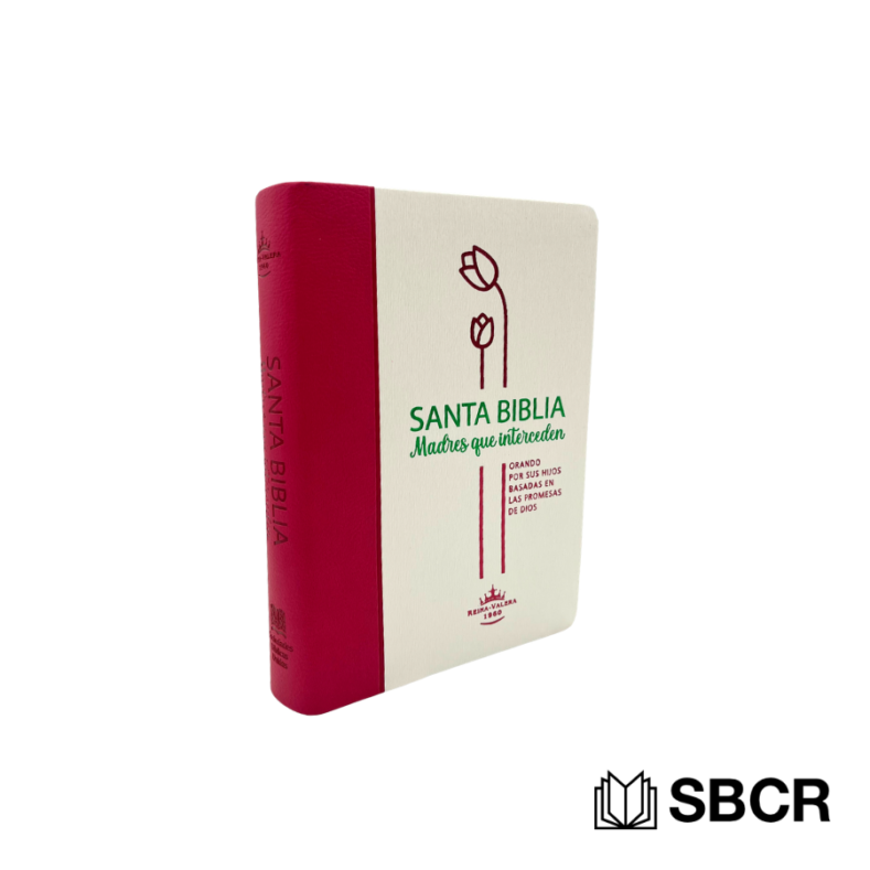 Biblia Reina Valera 1960 Madres que interceden, tapa blanca con fucsia canto fucsia
