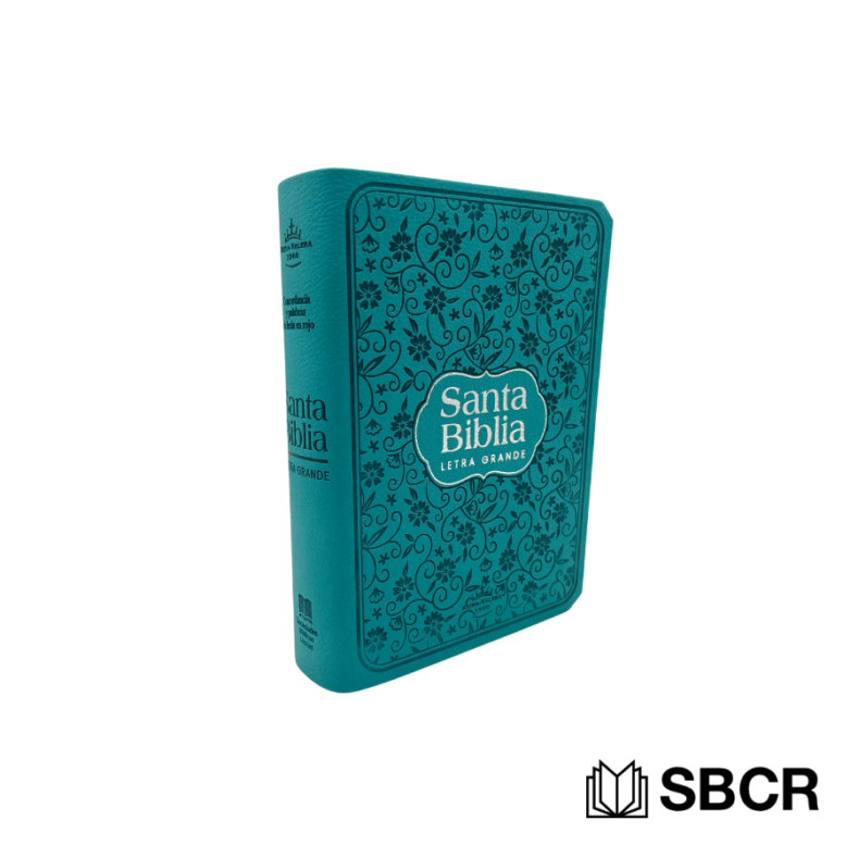 Biblia Reina Valera 1960, tapa suave en color turquesa canto floreado