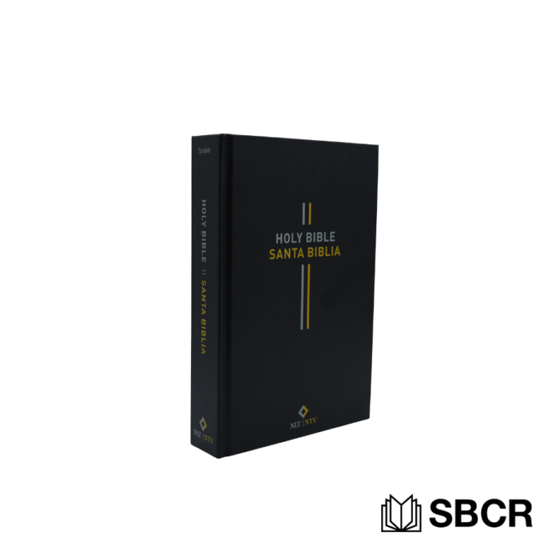 Holy Biblie / Biblia bilingüe ingles - español en tapa dura color negro, Nueva Traducción Viviente