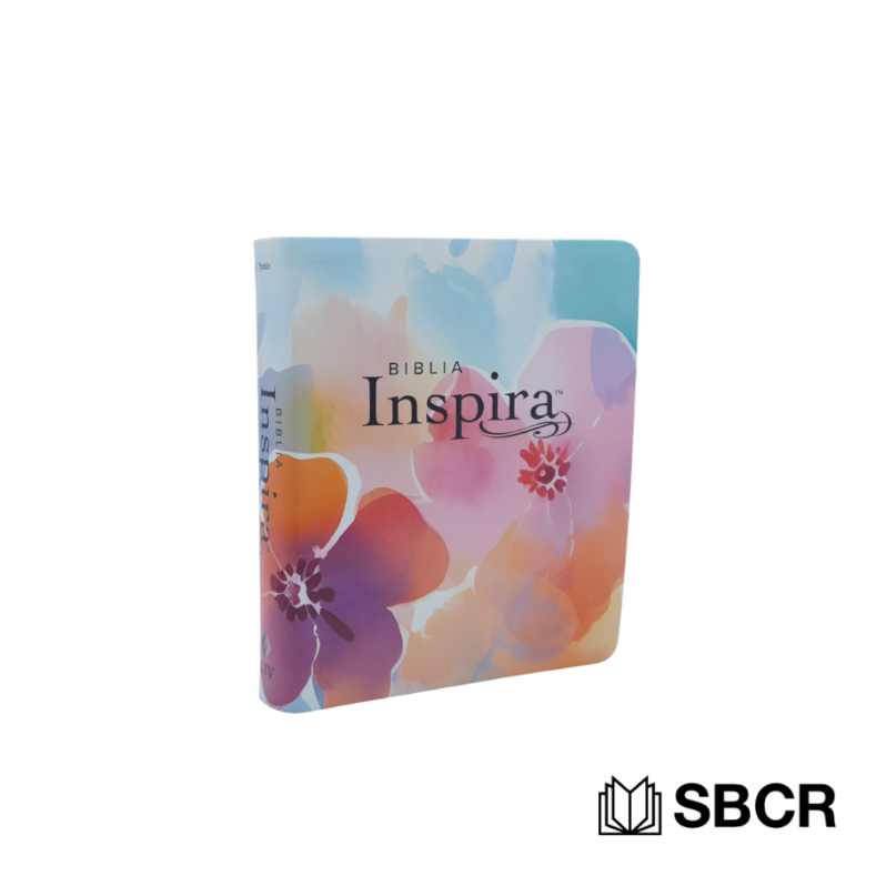 Biblia Inspira celeste con rosado floreado