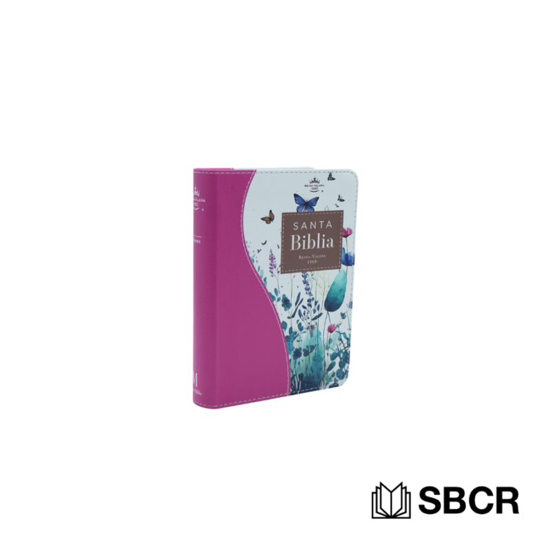 Biblia Reina Valera 1960 con diseño mariposa color blanca